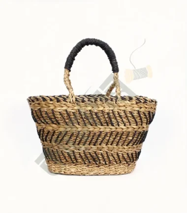 Beautiful Natural with Dyed Seagrass Handwoven Shopping Bag