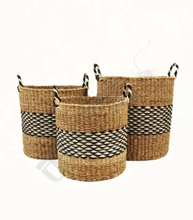 Seagrass Beautiful Multipurpose Use Basket with Handles set of 3