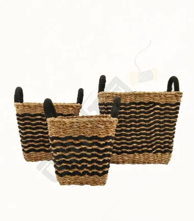 Seagrass Storage Baskets Jute Mixed set of 3 with Handels
