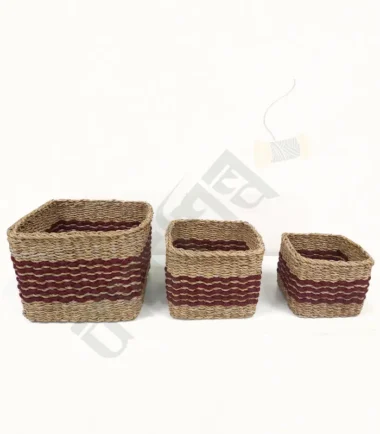 Seagrass Natural with Dyed Mix Planter set of 3