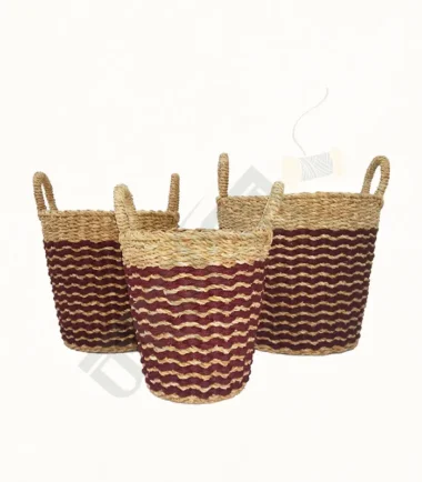 Seagrass Planter with Dyed Jute set of 3