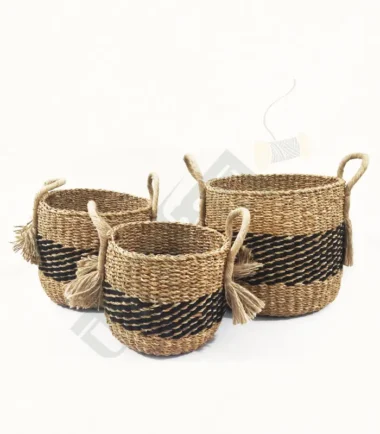 Seagrass Stylish Storage Basket with Handles set of 3
